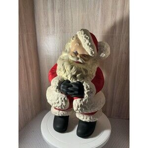 Vintage Atlantic Mold 14" Large Ceramic 1970s Winking Santa Claus Hand Painted
